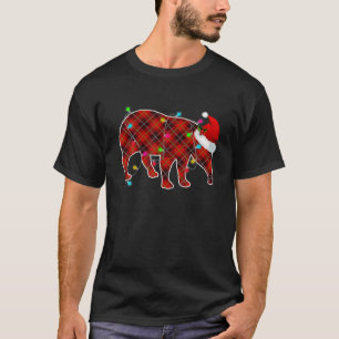 Camiseta Xmas Pajama Red Plaid Christmas Lights Tapir Anima