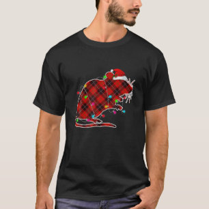 Camiseta Xmas Pajama Red Plaid Navidades Encenden Gerbil An