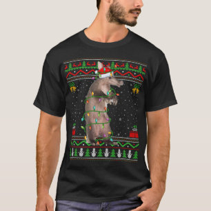 Camiseta Xmas Pajama Red Plaid Navidades Luces Alligator A
