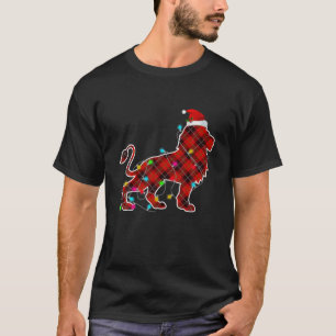 Camiseta Xmas Pajama Red Plaid Navidades Luces Animal