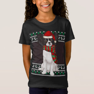 Camiseta Xmas Papillon Dog Santa Hat Feo Navidades