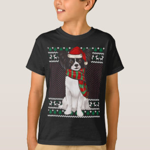 Camiseta Xmas Papillon Dog Santa Hat Feo Navidades