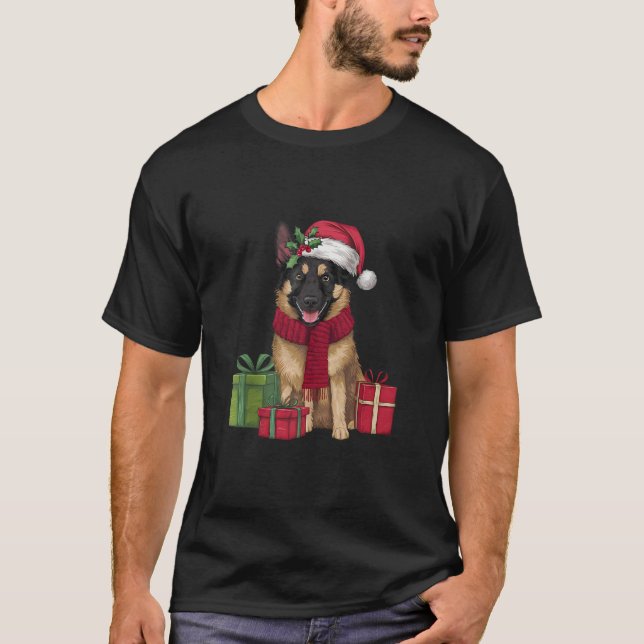 Camiseta Xmas Party Decoration Santa Belgian Malinois Dog C (Anverso)