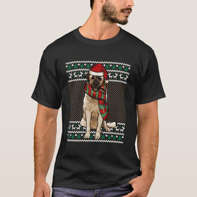 Camiseta Xmas Pastor Anatoliano Perro Santa Hat Fea Navidad (Anverso)