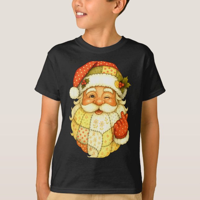 Camiseta Xmas Patchwork Santa Claus Christmas Funny Mens Wo (Anverso)