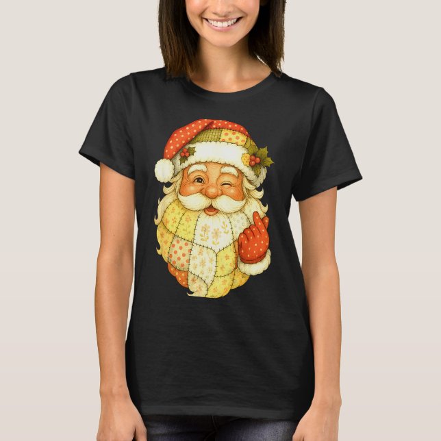 Camiseta Xmas Patchwork Santa Claus Christmas Funny Mens Wo (Anverso)