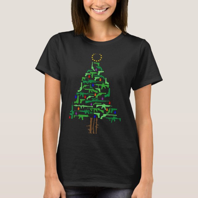 Camiseta Xmas Patriotic 2nd Amendment Gun Christmas Tree  (Anverso)