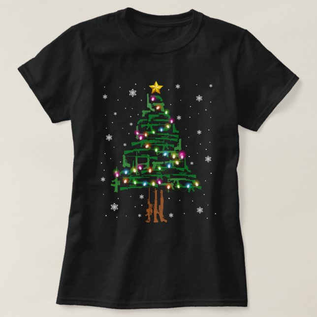 Camiseta Xmas Patriótico 2ª enmienda Arma de Navidad Árbol (Diseño del anverso)