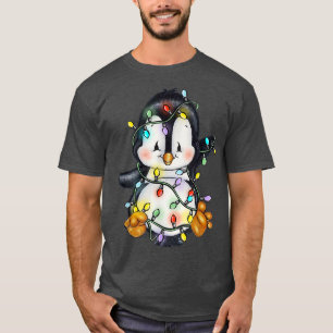 Camiseta Xmas Penguin Xmas enciende el reno Pingüino Lo