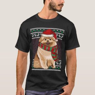 Camiseta Xmas Perro Pomerano Santa Hat Navidades feos