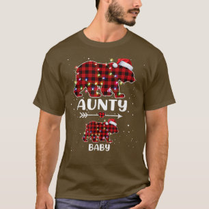 Camiseta Xmas Plaid Bear Aunty Baby Polar Pregnancy Announc