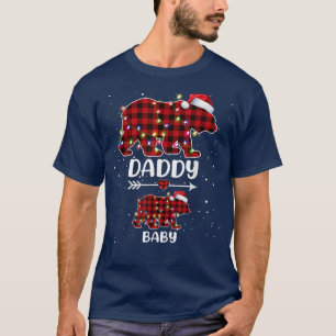 Camiseta Xmas Plaid Bear Daddy Baby Polar Pregnancy Announc