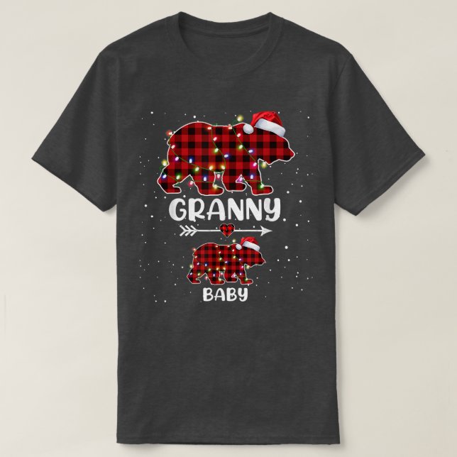 Camiseta Xmas Plaid Bear Granny Baby Polar Pregnancy Announ (Diseño del anverso)