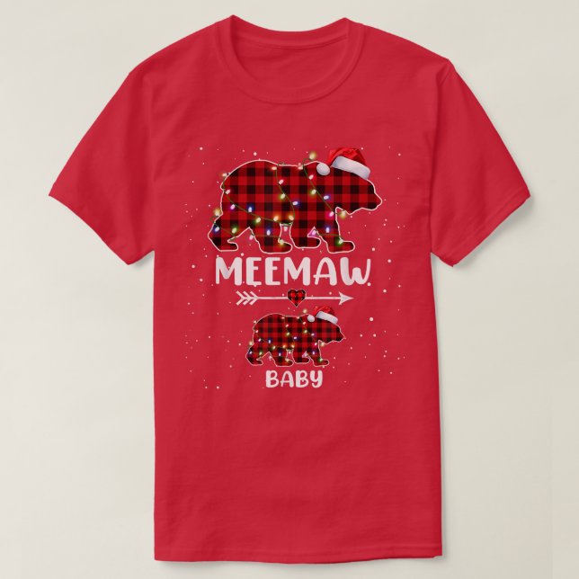 Camiseta Xmas Plaid Bear Meemaw Baby Polar Pregoun (Diseño del anverso)
