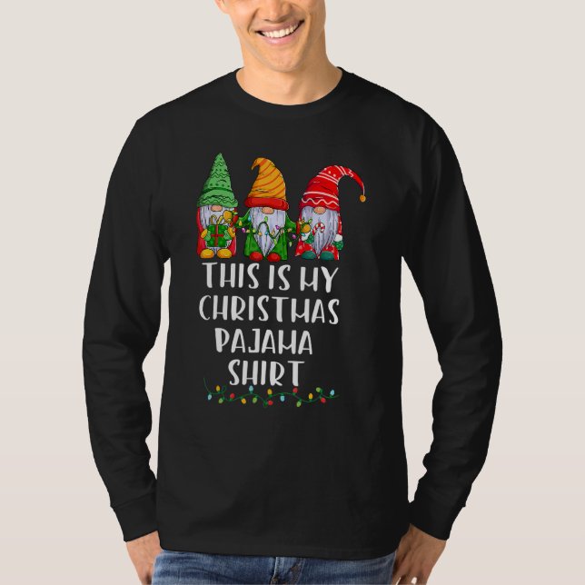 Camiseta Xmas Plaid  Three Gnome This Is My Christmas Pajam (Anverso)