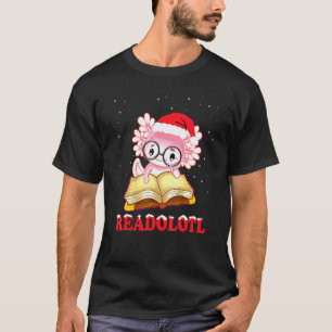 Camiseta Xmas Readolotl Libro de Bookworm Leyendo Ax Anfibi