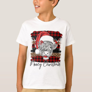 Camiseta Xmas Red Buffalo Plaid Cow Santa Claus Gorra Mooey