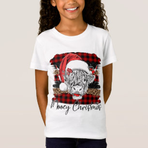 Camiseta Xmas Red Buffalo Plaid Cow Santa Claus Gorra Mooey