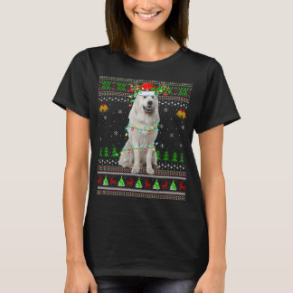 Camiseta Xmas Reindeer Santa Hat Gran Pirineo Perro Feo Ch