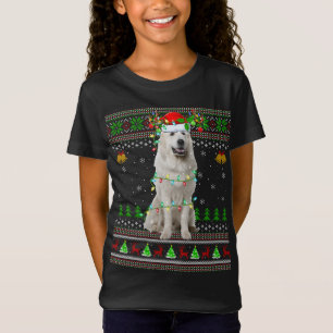 Camiseta Xmas Reindeer Santa Hat Gran Pirineo Perro Feo Ch