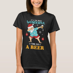 Camiseta Xmas Santa Claus Dab Y Beer Cerveza Raras Mujer