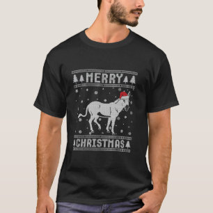 Camiseta Xmas Santa Hat Donkey Design Funny Navidades feos