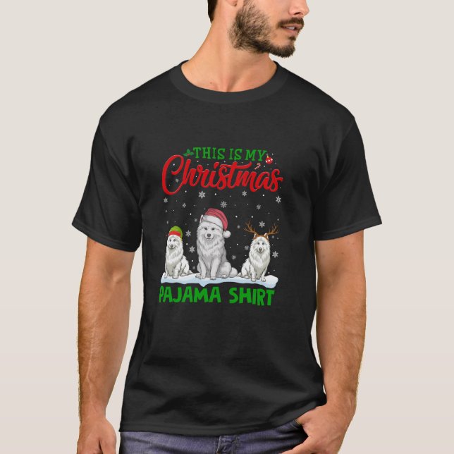 Camiseta Xmas Santa Hat Navidades de perros con la muestra  (Anverso)