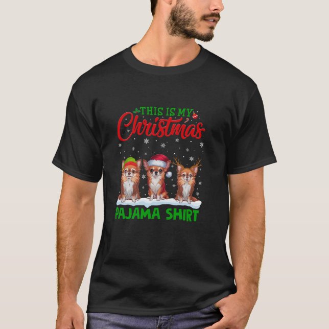 Camiseta Xmas Santa Hat Reindeer Chihuahua Perro Navidades  (Anverso)