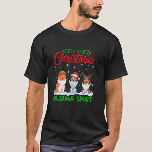 Camiseta Xmas Santa Hat Rough Collie Dog Navidades (Anverso)