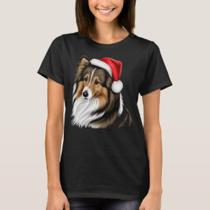 Camiseta Xmas Shetland Sheepdog Santa sobre la concha de lo