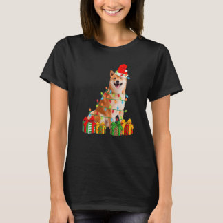 Camiseta Xmas Shiba Inu Dog Christmas Lights Puppy