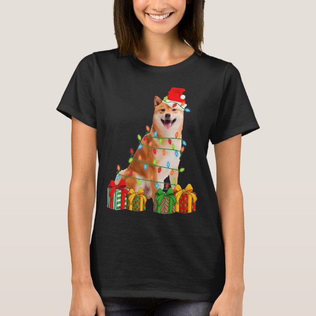 Camiseta Xmas Shiba Inu Navidades de perros alumbran a pifi (Anverso)