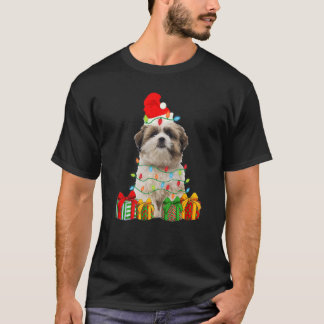 Camiseta Xmas Shih Tzu Dog Christmas Lights Puppy
