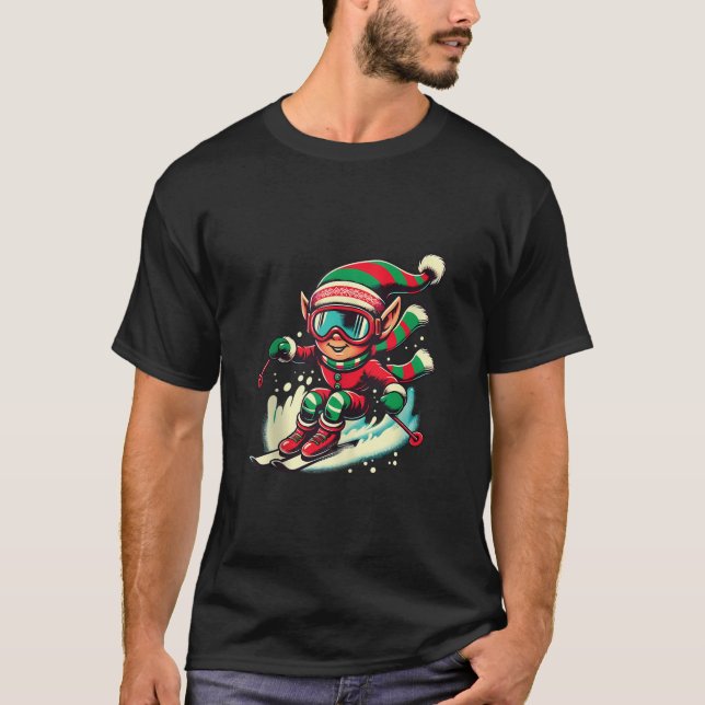 Camiseta Xmas Ski squad team ski lovers Skier Elf skiing Ch (Anverso)