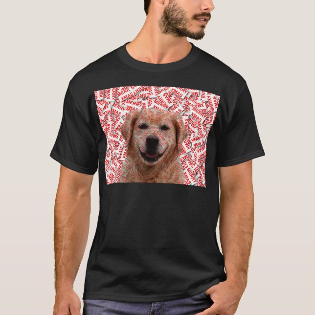Camiseta Xmas Sonriendo Perro recuperador de oro (Anverso)