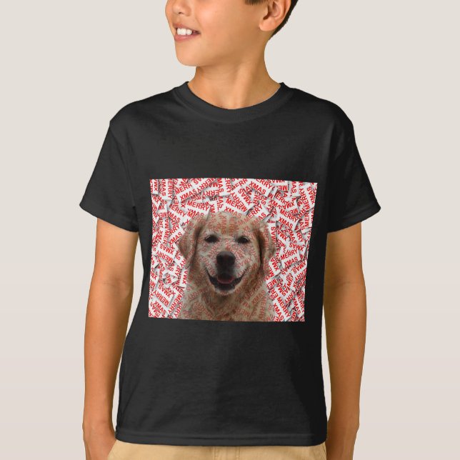 Camiseta Xmas Sonriendo Perro recuperador de oro (Anverso)