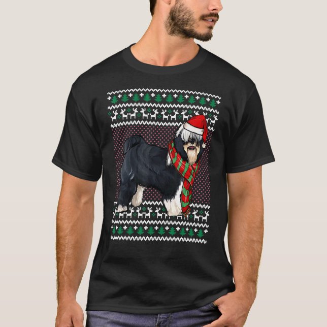 Camiseta Xmas Tibetano Terrier Perro Santa Hat Navidades fe (Anverso)