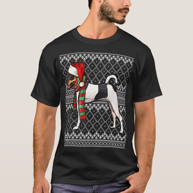 Camiseta Xmas Toy Fox Terrier Santa Claus Gorra Fea Navidad (Anverso)