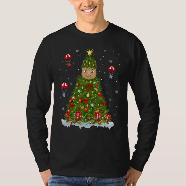 Camiseta Xmas Tree Decorations Lights Santa Alpaca Christma (Anverso)