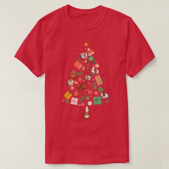 Camiseta Xmas Tree Festive Cute Guinea Pigs  (Diseño del anverso)