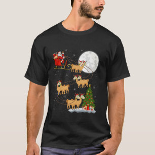 Camiseta Xmas Tree Lights Funny Santa Riding Alpaca Christi