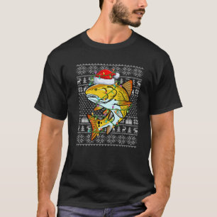 Camiseta Xmas Tree Redfish Lover Santa Hat Ugly Redfish Che