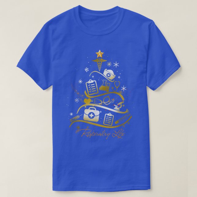 Camiseta Xmas Tree Respiratory Life Nursing Hat Nurse Steth (Diseño del anverso)