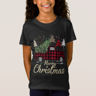 Camiseta Xmas Trees Red Truck Buffalo Plaid