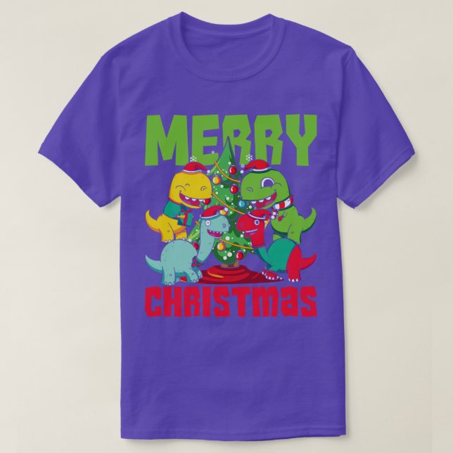Camiseta Xmas Trex Dinosaur Feliz Navidad (Diseño del anverso)