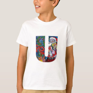CAMISETA XMAS U LETTER /SANTA CLAUS CON VIOLIN MONOGRAM