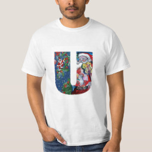 CAMISETA XMAS U LETTER /SANTA CLAUS CON VIOLIN MONOGRAM
