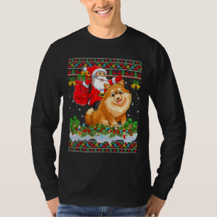 Camiseta Xmas Ugly Santa Riding Pomeranian