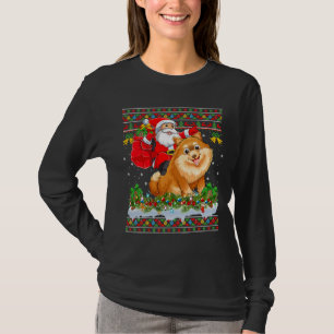 Camiseta Xmas Ugly Santa Riding Pomeranian