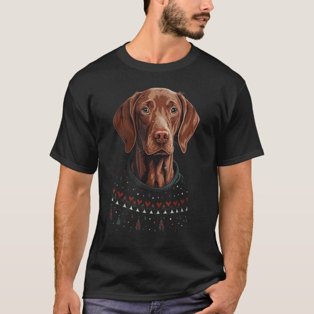 Camiseta Xmas Vizsla Santa on Christmas Vizsla (Anverso)